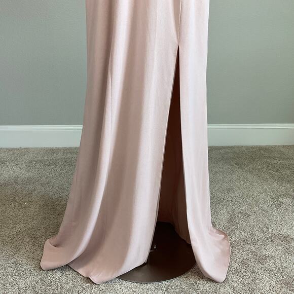 Adrianna Papell Backless Evening Gown Pink Size 10 Sleeveless Cowl Neck A-Line - Picture 8 of 12